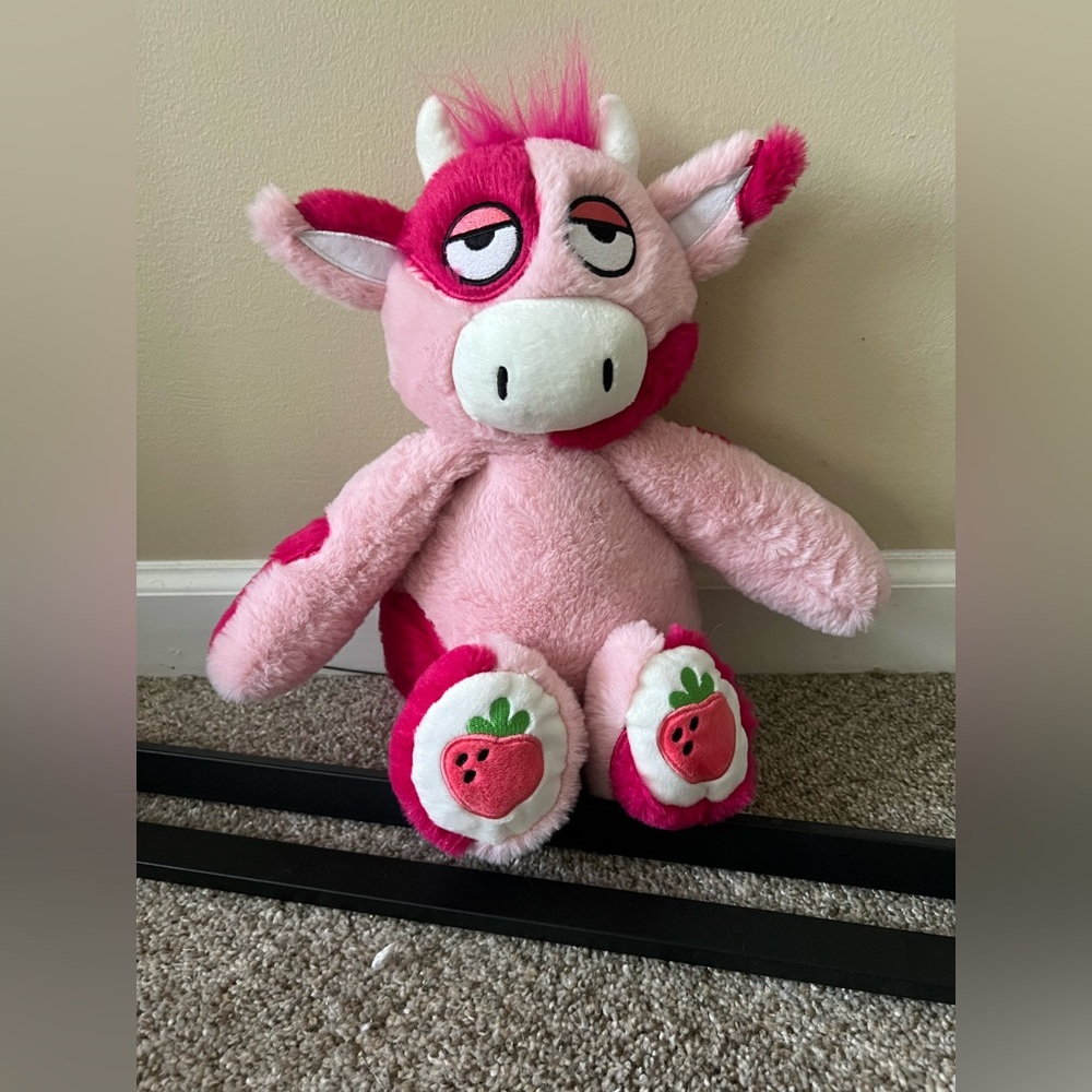 Pink and White Plush Unicorn with Strawberry Feet
